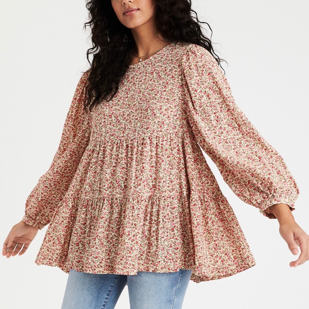 AE printed tunic babydoll top